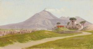 FRISTRUP Niels, Niklaus,A view over Pompeii towards Mount Vesuvius,1872,Bruun Rasmussen 2020-10-19