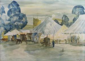 FRITH Clifford 1928,fair scene with tents and figures,1946,Denhams GB 2021-08-11