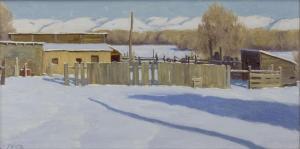 FRITZ CHARLES JOHN 1955,Buildings in Winter,Jackson Hole US 2024-02-17