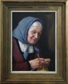 FRITZ G 1800-1800,Portrait of a Woman Knitting,Clars Auction Gallery US 2017-01-14