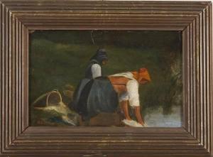 FRITZ Roger 1936-2021,Peasants by the water,Alderfer Auction & Appraisal US 2008-06-13