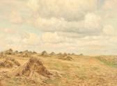 FRITZEL Wilhelm 1870-1943,Weites Kornfeld unter bewölktem Sommerhimmel,Von Zengen DE 2007-06-15