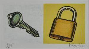 FRIZZELL Dick 1943,untitled (Lock and Key),1997,Webb's NZ 2024-03-12