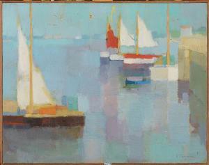 FROGNIER Paul 1914-1996,Bateaux au port,1965,VanDerKindere BE 2020-05-19