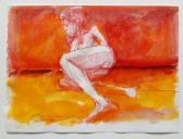 Frohsin Kim 1961,Red and Orange Nude Reclining,1990,Clars Auction Gallery US 2016-02-21
