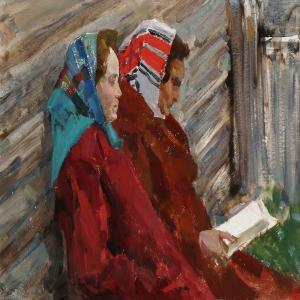 FROLOV Konstantin 1918,Two women with scarves,1964,Bruun Rasmussen DK 2015-11-30