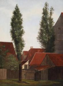 FROM Heinrich Christian 1811-1879,Street view with houses and trees,Bruun Rasmussen DK 2021-06-07