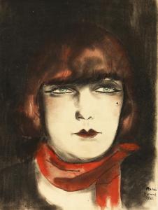 FROMENT Marcia,A head study of a female in a red scarf,1932,John Nicholson GB 2020-12-07
