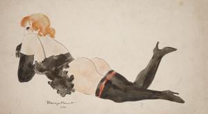 FROMENT Marcia,femme aux bas allongée,1931,Le Calvez FR 2020-03-22