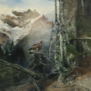 FROMME Ludwig 1882-1933,King eagle in mountainscape,Bruun Rasmussen DK 2014-10-13