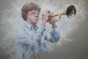 FROST Dennis 1800-1900,a young man playing a trumpet,Lawrences of Bletchingley GB 2021-09-07