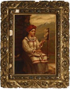 FROST George Albert 1843-1907,Woman knitting,John Moran Auctioneers US 2009-03-17