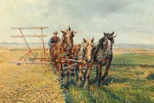 FROST Sergius 1900-1994,Working horses by Ringkøbing inlet,1950,Bruun Rasmussen DK 2021-02-08