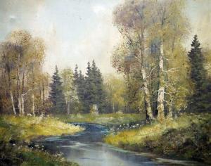 FRUHMESSER j,Wooded river landscape,The Cotswold Auction Company GB 2021-10-19