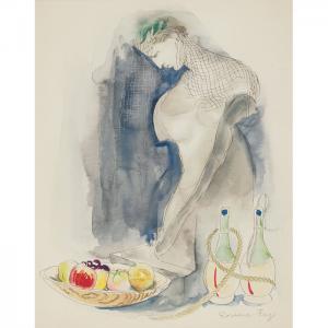 FRY Rowena,Still Life With Figure and Wine Bottles,1940,Treadway US 2007-12-02