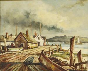 FRYDRYCH Charles 1913-1990,FISHING VILLAGE,Leonard Joel AU 2017-10-05