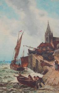 FRYER ELMER,Fishing boats in harbour scene,Golding Young & Mawer GB 2016-02-17
