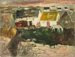 FRYER Katherine Mary,Horse and Figure in a Rural Village,Rowley Fine Art Auctioneers 2019-06-01