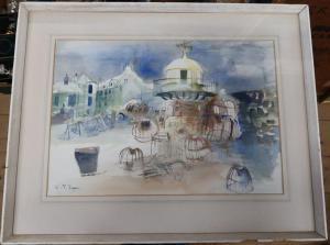 FRYER Katherine Mary 1910-2017,lobster pots and buildings,Serrell Philip GB 2023-01-12