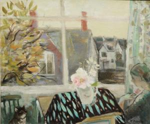 FRYER Katherine Mary 1910-2017,Still life with figure and cat seated at a window,Mallams 2020-02-26