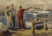 FRYER Wilfred Moody 1891-1968,Figures Conversing on Harbour,Keys GB 2010-06-04