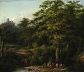 FUES Christian 1772-1836,Resting folk in a forest landscape,Van Ham DE 2007-07-05