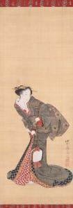 FUJIMARO Kitagawa 1760-1850,Darstellung einer Geisha mit Shamisen,Schuler CH 2017-03-22