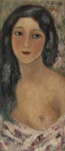 FUJISHIMA Takeji 1867-1943,Bust of Girl,1920,Mainichi Auction JP 2023-04-29