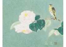 FUKUDA Suiko 1895-1973,Bird and Camellia,Mainichi Auction JP 2018-07-07