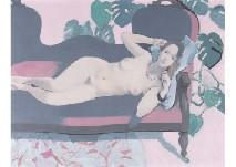 FUKUMOTO Sho,Nude women lying on the red canape,1989,Mainichi Auction JP 2020-02-15