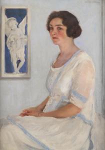 FULLER Leonard John,Portrait of Mrs Tom Mostyn, seated and wearing a b,Woolley & Wallis 2021-05-11