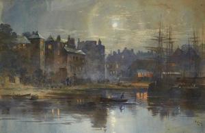 FULLER Richard Henry 1822-1871,Harbour in moonlight,Rosebery's GB 2019-07-17
