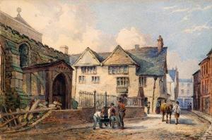 FULLEYLOVE John,Cobbled street with figures and horse, police stat,1868,Charles Ross 2009-06-25