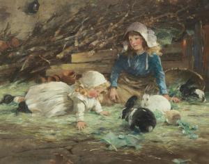 FULTON David 1848-1930,Young girls and their pet rabbits,Bonhams GB 2023-09-14
