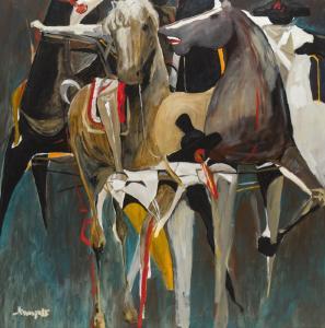 FUMAGALLI LUIGI 1937,Abstract modern with horses,John Moran Auctioneers US 2019-06-23
