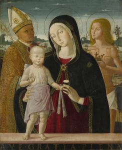 FUNGAI Bernardino 1460-1516,MADONNA AND CHILD WITH SAINT ANSELM AND SAINT SEBA,Sotheby's 2019-01-31