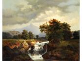 FURCHTEGOTT Thessel 1830-1873,ALPENLANDSCHAFT MIT WASSERFALL,1855,Hampel DE 2010-06-16