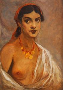 Furduescu Nicolae 1908-1954,Tinker Woman with Red Headscarf,Artmark RO 2023-09-20