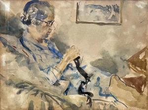 FURST Edmund 1874-1955,Woman Knitting,Montefiore IL 2021-10-12