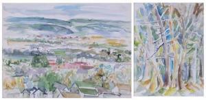 FUSCO Yolanda 1920-2009,VIEW OF A TOWN - WOODED LANDSCAPE,Clark Cierlak Fine Arts US 2021-08-21