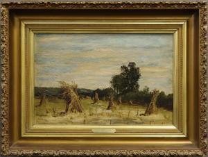 Fussell Charles Lewis 1840-1909,Landscape of corn shocks in an autumn field,Wiederseim US 2019-09-21