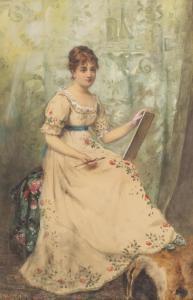 GÉRARD Gaston 1859,Portrait d'une peintre,Dogny Auction CH 2021-09-07