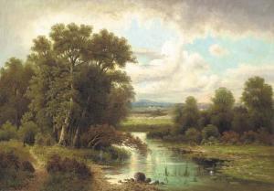GÉRARD Léon François 1833,A River Landscape with Fields beyond,Christie's GB 2002-04-03