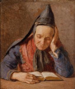 GÖBEL Angilbert Wunibald 1821-1882,Portrait of a Woman Reading,Palais Dorotheum AT 2014-02-17