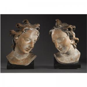 GÜNTHER Ignaz 1725-1775,A PAIR OF SOUTH GERMAN LIMEWOOD HEADS OF ANGELS, A,Sotheby's GB 2007-06-08