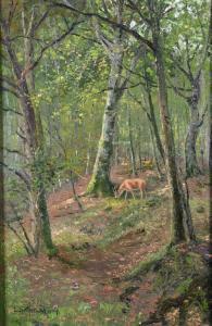 GüNTHER SCHWERIN Leopold 1865-1938,DEER IN A FOREST,Mellors & Kirk GB 2016-06-15