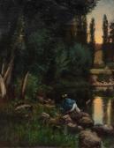 GĄSSOWSKI Aleksander 1835-1895,Mężczyzna odpoczywający nad rzeką,Sopocki Dom Aukcjny PL 2023-09-30