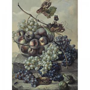 GAAL Ignac 1810-1880,STILL LIFE WITH A BOWL OF FRUITS AND GRAPES SPILLI,1840,Sotheby's GB 2005-11-03