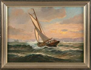 GABALI Alfred 1886-1963,Boat under sunset skies,Eldred's US 2024-01-04