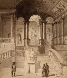 GABARDI GIACOMO 1774-1850,INSIDE OF PALACE WITH FIGURES,Renascimento PT 2017-11-09